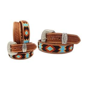 Cinturón de cuentas de cuero de vaca occidental de alta calidad hecho a mano con diseño floral en relieve Fabricante Proveedor Saman Exports - Product Image 3