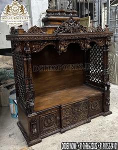 Comprar madera maciza tallada a mano Pooja Ghar Sagwan Templo de madera para el hogar indio teca madera templo fabricado DST decoraciones de boda - Product Image 5