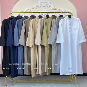 Abaya traditionnelle islamique Jubbah musulmane Thobes hommes 2024 haute qualité Dubaï Kaftan arabe pas cher vêtements - Product Image 3