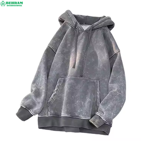 Sweat à capuche pour homme coupe classique délavé à l'acide 100% coton, effet soleil éclairé, technique de teinture unie, hiver, écologique, vente en gros - Product Image 5