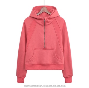 Haut court surdimensionné pour femmes de haute qualité 100% coton sweat-shirt en éponge française dames pull à capuche pour l'hiver Streetwear - Product Image 1