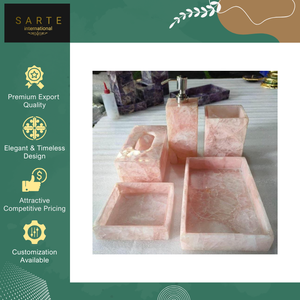 Juego de Accesorios de Baño de Cuatro Piezas de Cuarzo Rosa, Diseño Moderno y Lujoso, Ecológico, de Alta Calidad, Suministro Directo de Fábrica - Product Image 3