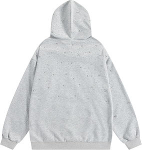 100% Cotton Men's Hooded Pullover Custom Printed <b>Hoodies</b> With <b>Rhinestone</b> Front Logo Heavyweight Design <b>Rhinestone</b> <b>Hoodies</b> - Product Image 2