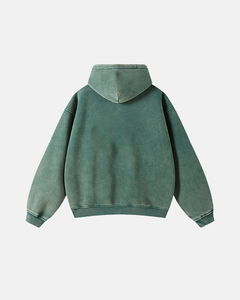 Sweat à capuche streetwear personnalisé de haute qualité, en molleton, zippé, effet délavé soleil, vieilli et délavé à l'acide - Product Image 4