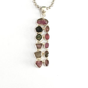 Pendentif géométrique multi-pierres avec diamant et perle, 8,5 grammes, chaîne en laiton plaqué rhodium, style maillons tendance et mignon, pour cadeau chrétien - Product Image 1