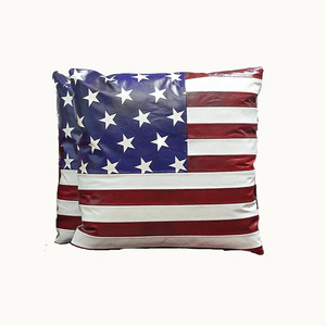 America Flag Genuine Leather Cushion Genuine Cowhide Pull up Leather <b>Pillow</b> Cushions Custom Logo OEM/ODM Available - Product Image 5