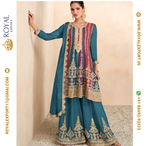 Nouveau costume pakistanais de Chinon Eid lourd avec la collection Dupatta de travail de séquence - Product Image 1