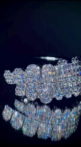 Grillz de luxe sertis de diamants VVS Moissanite, argent 925, bijoux de dentition statement hip-hop - Product Image 2