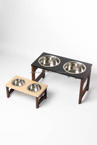 Mangeoire rectangulaire surélevée pour animaux de compagnie Bol de nourriture pour chiens et chats surélevé en bois Bols en acier surélevés pour animaux de compagnie diner pour l'eau et la nourriture - Product Image 2