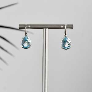 Pendientes de Plata de Ley 925 con Forma de Lágrima, Hechos a Mano, con Topacio Azul, Diseño Único, para Regalo de Compromiso para Mujer - Product Image 4