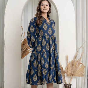 ชุดราตรีพิมพ์ลายดอกไม้สีกรมท่าสำหรับผู้หญิง100% ผ้าฝ้ายแท้ไซส์ใหญ่พิเศษเดรสมิดิลายดอกไม้ระบายอากาศได้สำหรับปาร์ตี้สบายๆสำหรับฤดูใบไม้ผลิฤดูร้อน - Product Image 1