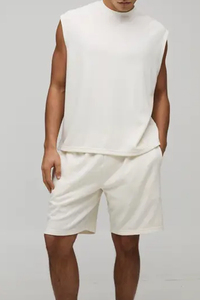 T-shirt sans manches oversize pour homme, couleur unie, décontracté et confortable, personnalisable, vente en gros, promotion été - Product Image 4