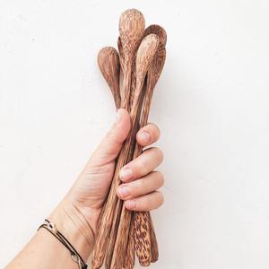 Cucharas para servir de madera de palma de coco de mango largo, cuchara de madera de coco ecológica al por mayor para catering de buffet - Product Image 2