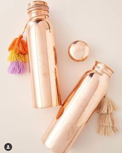 Juego de Botellas de Agua de Cobre Puro Martillado con Vaso, Recipiente de Cobre Ayurvédico a Prueba de Fugas, sin Costuras, para Yoga y Deportes - Product Image 6