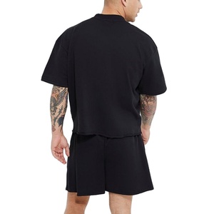 T-shirt oversize coupe carrée 100% coton Streetwear à épaules tombantes pour hommes logo personnalisé t-shirt court uni de qualité de luxe pour hommes - Product Image 6