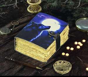 400 páginas Lobo cuero Grimoire grande Vintage diario hecho a mano hechizo libro de sombras en blanco bruja diario regalo para él y ella - Product Image 5