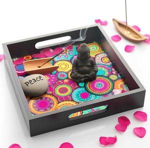 ถาดเสิร์ฟตกแต่งทันสมัย สไตล์อเมริกัน ลวดลายสีสันสดใส โครงสร้างไม้ เป็นมิตรกับสิ่งแวดล้อม เทคนิคการขัดเงา จานข้าว - Product Image 4