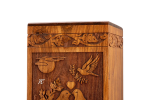 Rosewood Cremation Urn Handcrafted Wooden Memorial <b>Box</b> with Birds Memorial <b>Keepsake</b> Decorative Cremation Urn for Ashes - Product Image 6