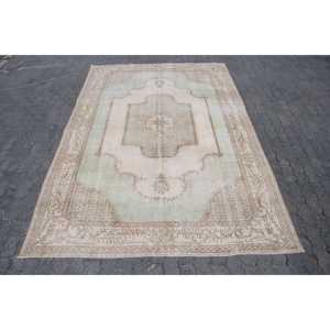 Rug, 6.8x10.1 ft Turkish Rug, <b>Brown</b> Animal Print Rug <b>Wool</b> - Product Image 1