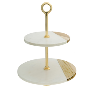 High Quality Marble <b>Cake</b> Stand Brass Handle 2 <b>Tier</b> Decorative Birthday Party Cupcake <b>Cake</b> Stand Hot Sale - Product Image 1