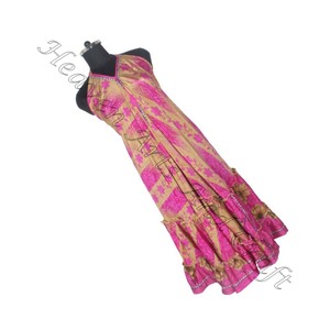 Hippy Boho exportador de ropa de mujer Italia famoso indio Vintage Sari vestido de seda señoras de cena elegante vestido sin mangas noche - Product Image 3
