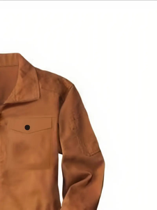 Mono cargo de color sólido para hombre con manga larga y cremallera completa y bolsillos delanteros Seguridad de taller gruesa para exteriores e interiores BD - Product Image 3