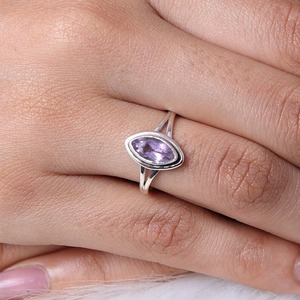Bague classique bijoux pour femmes argent Boho Style bijoux 925 argent Sterling améthyste pierre précieuse bague faite à la main cadeau pour femme - Product Image 4