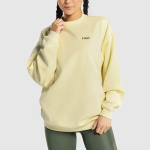 Alta calidad personalizado impreso tarifa barata/precio de fábrica Sudadera con capucha de gran tamaño pulóver manga larga transpirable Color sólido Sudadera con capucha de las mujeres - Product Image 1