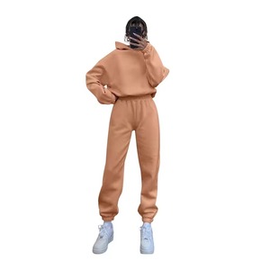 Custom <b>Purple</b> Color Sweat <b>Suit</b> Cotton Track <b>Suit</b> Heavyweight Custom Logo Women Two Piece Set Casual Hoodies Streetwear Sweatsuit - Product Image 1