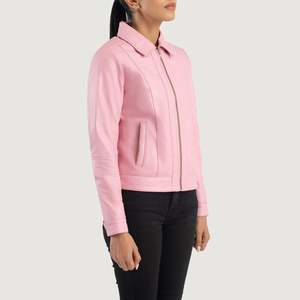 Vixen Girls' <b>Pink</b> Classic Collar Leather <b>Jacket</b> Sheep Fur Outerwear for All Seasons-Summer Winter Spring Autumn Polyester Short - Product Image 2