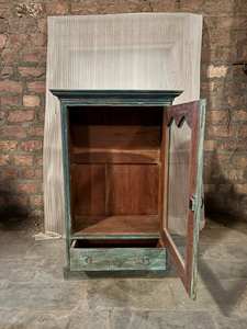 Armoire de cuisine en bois massif bleu élégante de taille moyenne, style moderne antique, luxe classique vintage - Product Image 3