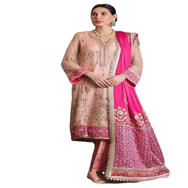 Indian Pakistani Clothing Wedding and Party Wear Georgette Embroidery Work Salwar Kameez With Dupatta Supplier From Surat