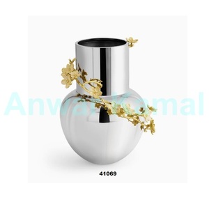 Gran oferta de jarrones de flores de Metal dorado martillado, maceta decorativa para el hogar, mesa de comedor, decoración de oficina y boda - Product Image 4