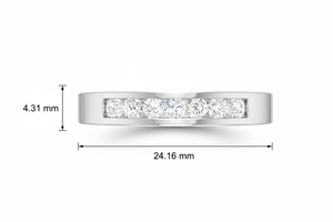 Bague de mariage moderne pour femme en or 14 carats et diamants naturels, bande de diamants à sept pierres - Product Image 2