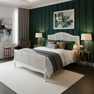 เฟอร์นิเจอร์เตียงไม้มะฮอกกานีสีขาว รุ่น Mebel International Paris Collection TL 02 ดีไซน์คลาสสิกแบบฝรั่งเศส - Product Image 1