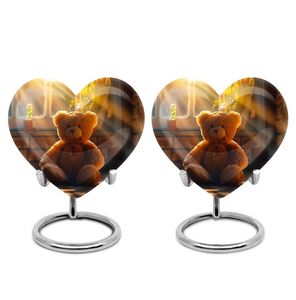 Teddy Bear Heart Urn <b>for</b> Human <b>Ashes</b> Warm Sunlight Design Decorative Modern Keepsake Adult Burial Funeral Urn 1-200 Cubic Inches - Product Image 5