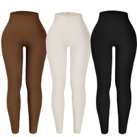 Leggings de tejido sin costuras que combinan cincuenta por ciento poliamida, treinta y ocho por ciento poliéster y once por ciento elastano, con pierna ajustada y cintura alta.