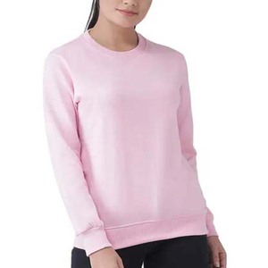 2023 Women's Casual Sweatshirt Long Sleeve Sports Pullover <b>Crewneck</b> 100% Cotton Fleece New Style Autumn Winter Embroidered Pink - Product Image 1