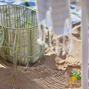 Green Wicker Picnic <b>Basket</b> With <b>Handle</b> Handmade Rattan Storage <b>Basket</b> Woven Picnic Hamper For Outdoor Camping Beach Picnic - Product Image 5