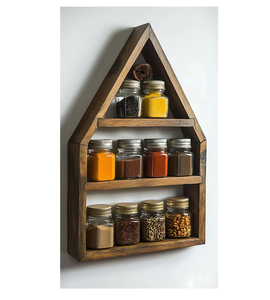 Wood <b>Spice</b> Jar <b>Rack</b> Shelf Display <b>Wall</b> Mounted Hanger Storage Organizer for Jars holder <b>Rack</b> Lowest Price - Product Image 1