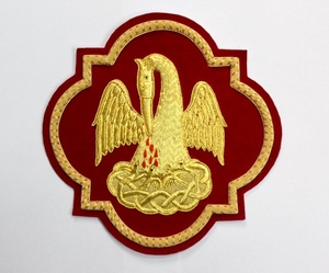 Aplique bordado de Pelícano para vestimentas católicas Terciopelo rojo DK con decoración de encaje e insignia magnética para coser - Product Image 6