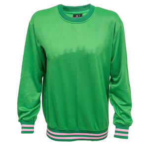 Verde hermandad de Mujeres de gran tamaño acanalado cuello redondo Streetwear Sudadera Mujer Sudadera con capucha transpirable sostenible mangas completas - Product Image 1