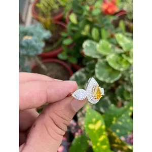 Anillo de Plata 925 con Zafiro Amarillo, Baño de Oro Rosa y Chapado en Oro de 18K, Estilo Incrustado, para Compromiso - Product Image 4