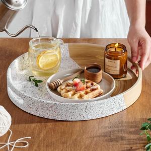 Bandejas de catering de frutos secos de 2 tonos de bambú hilado bandeja de decoración de alta calidad para el hogar y el hotel - Product Image 6