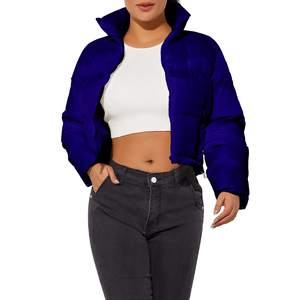 Chaqueta acolchada de plumón ligera personalizada para mujer, abrigo de burbujas acolchado recortado con cierre de cremallera, chaqueta de invierno hinchada - Product Image 3