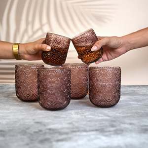 Juego de 6 Vasos de Vidrio Vintage ATARA con Técnicas de Impresión en Relieve para Gráficos - Product Image 2