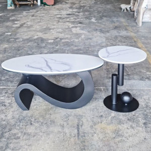 SOTA Modern Farmhouse Double <b>Sofa</b> <b>Table</b> with Durable Glass Top and Iron Legs Decorative TT68247 for Living Room Furniture - Product Image 3