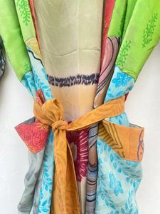 Kimono Sari de seda reciclada para mujer Kimono de seda crepé batas de dama de honor - Product Image 4