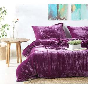 Wholesale Luxury Cotton <b>Duvet</b> Cover Set Custom <b>Sizes</b> Purple Velvet Bedding for King <b>Queen</b> Soft Feature Dona Style for Winter - Product Image 1