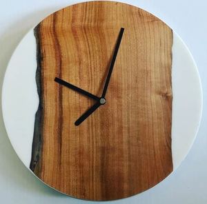 New Arrival Latest Collection Handcrafted White Epoxy Resin Wooden <b>Wall</b> Clock Interior Decorative <b>Home</b> Decorative Clock - Product Image 5